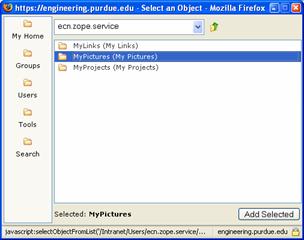 Select an Object Dialog