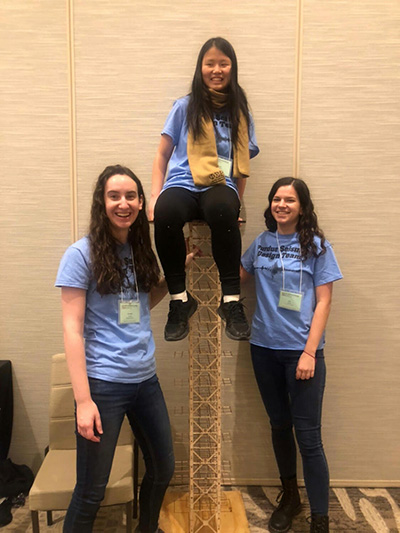 Casey is on Purdue's Seismic Design Competition Team where they build structures that must stand up to various challenges.