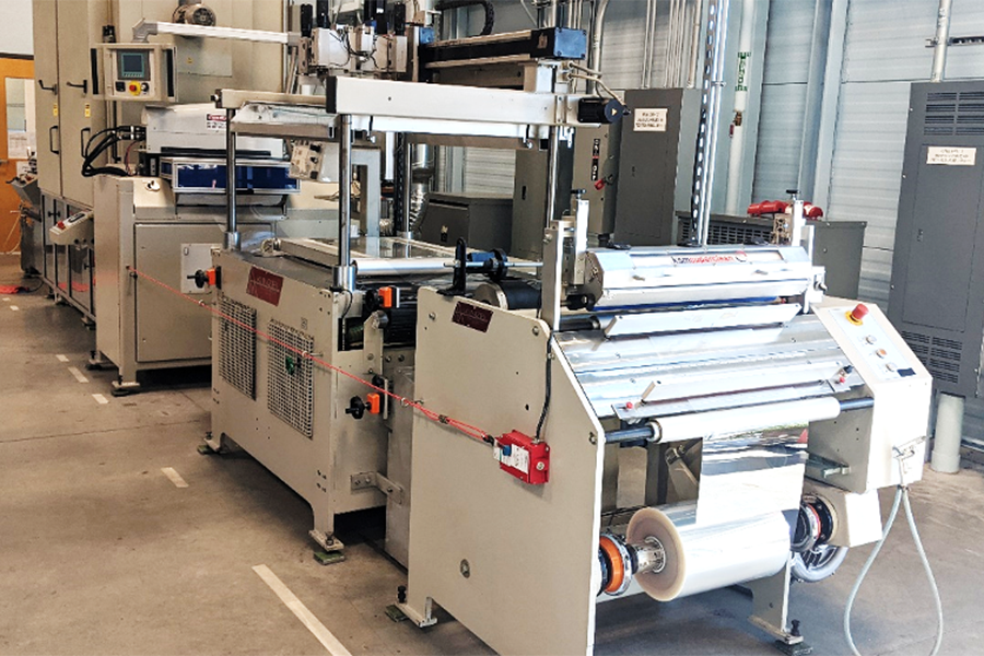 Photo of a roll-to-roll screen printer at the Indiana Manufacturing Institute at Purdue.