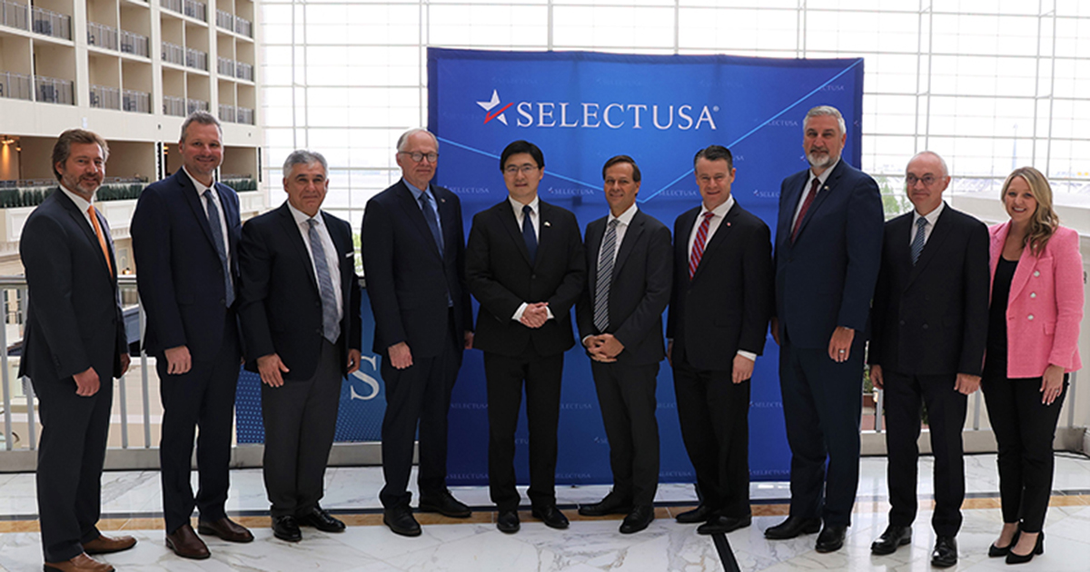 Business, governmental and Purdue leaders took part in Wednesday's announcement of a partnership between European-based imec and Purdue University. Pictured from left are Joe Pasetti, imec vice president of corporate affairs; Jimmy Costa, senior vice president of innovation and semiconductor strategy, Applied Research Institute Inc.; Max Mirgoli, imec executive vice president of worldwide strategic partnerships; Mark Lundstrom, Purdue's chief semiconductor officer and senior advisor to the university president; Purdue President Mung Chiang; Indiana Secretary of Commerce Brad Chambers; U.S. Sen. Todd Young; Indiana Gov. Eric Holcomb; imec CEO Luc Van den hove; and Jillian Turner, senior vice president, global investment and partnerships for the Indiana Economic Development Corporation.