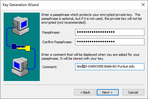 Enter a passphrase
