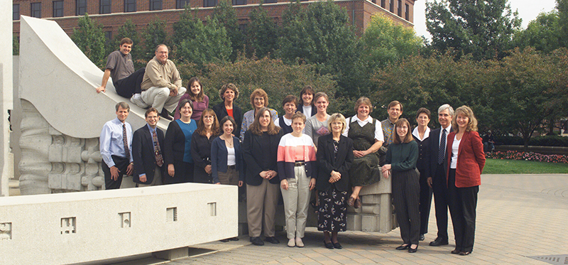 Department of Freshman Engineering Posing on Engineering Fountain, Circa 2002