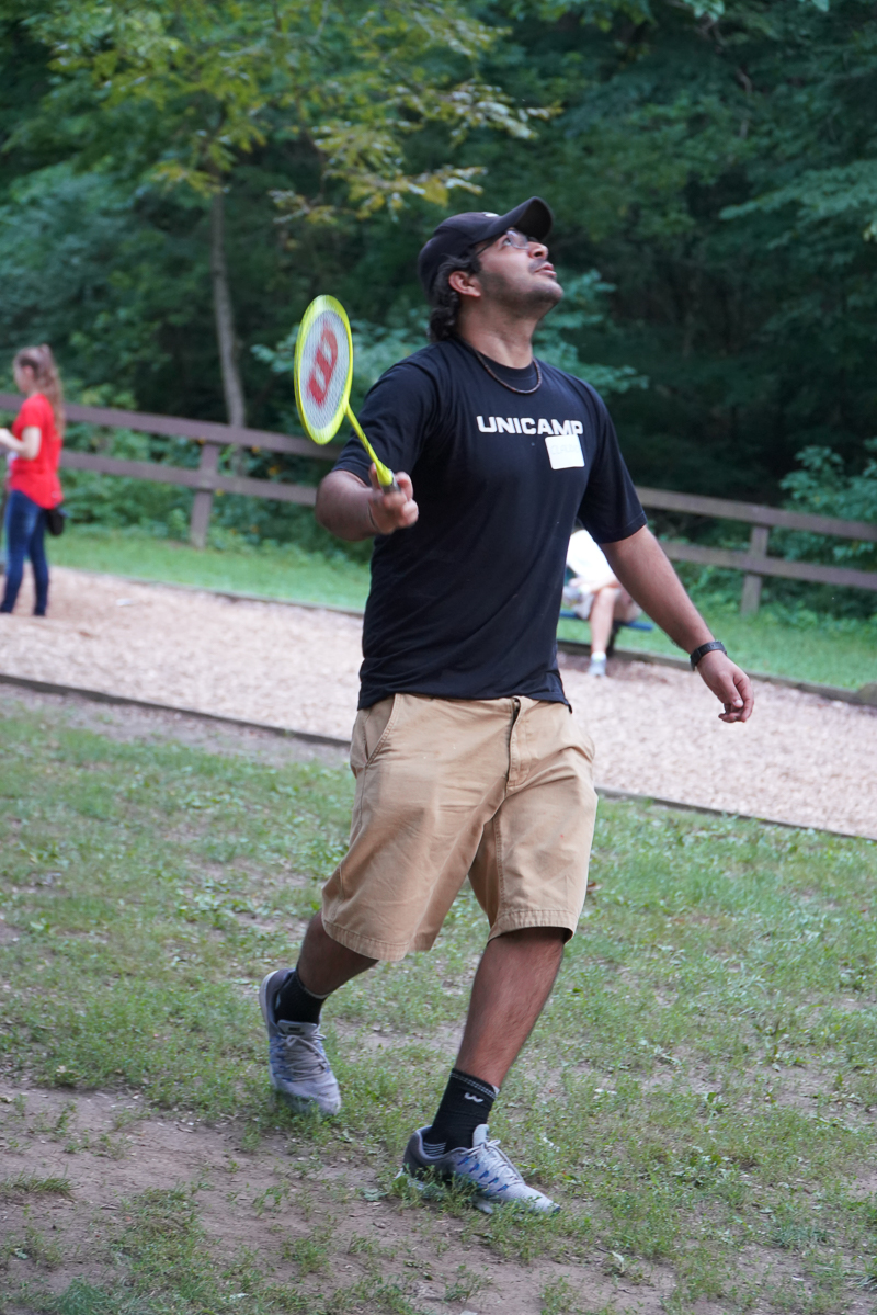Claudio playing a game at the ENE fall family picnic