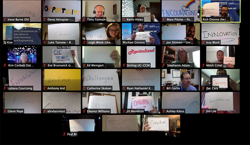 Zoom Screenshot of Participants with Signs