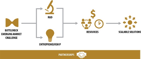 I2D Lab Flowchart Challenge to Entrepreneurship & R&D to Resources to Scalable Solutions