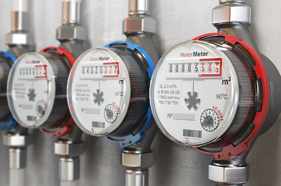 row of water meters