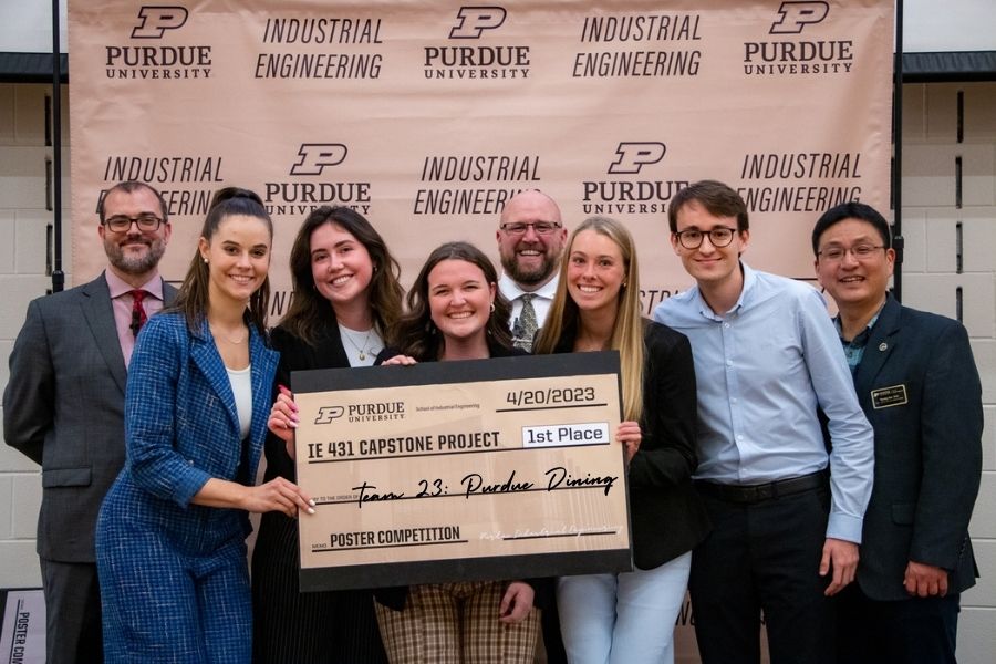 Team 23, Purdue Dining, earned first place honors at the recent capstone poster session.